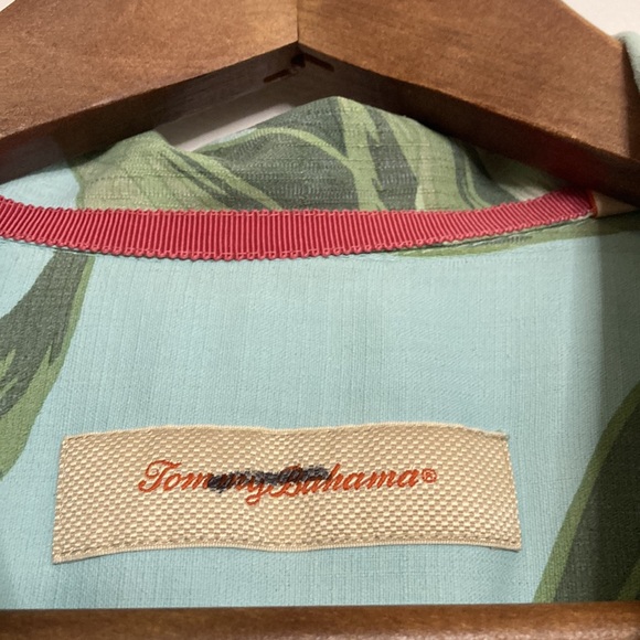 Tommy Bahama Shirt Men XL Blue Green Floral Silk Hawaiian Tropical Short Sleeve - Picture 12 of 14